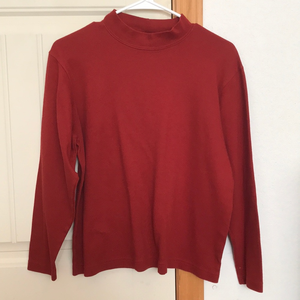 red long sleeve mock neck